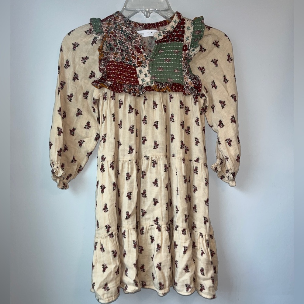 ZARA Boho Patchwork Smocked Floral Swing Dress